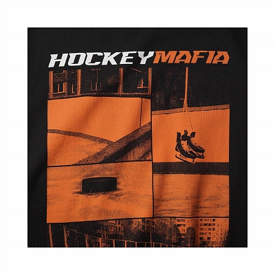 Футболка мужская "Hockey Mafia. Оранжевый принт на спине.