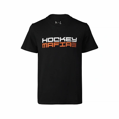 Футболка мужская "Hockey Mafia. Оранжевый принт на спине.
