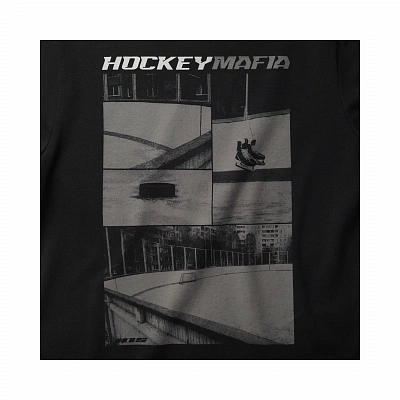 Футболка женская "Hockey Mafia". Серый принт на спине.